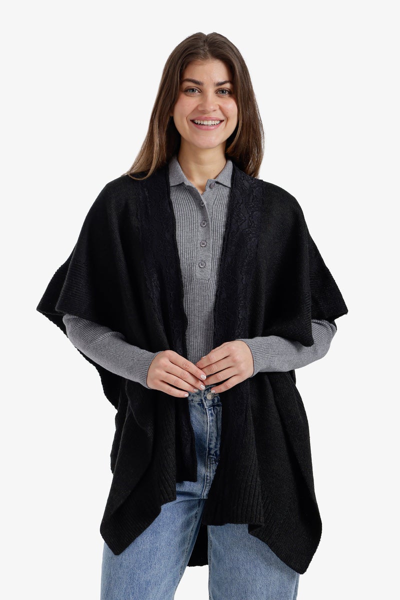 Carina Lace-Trim Asymmetric Poncho - Image 1